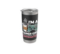 Ragazza Gamer Che È Anche Caffeina Ragazza Carina Gamers Caffè Bicchiere termico in acciaio inox doppia parete