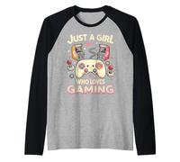 Ragazza Gaming Controller Retro Arcade Cuori Maglia con Maniche Raglan