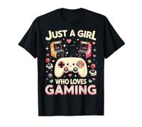 Ragazza Gaming Controller Retro Arcade Cuori Maglietta