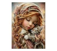 Ragazza Gatto Abbraccio Puzzle, 1000 Pezzi Gioco Interno Adulto | 70x50cm Cartone, Esercizio Mentale, Finitura Superficie Liscia, Amanti Di Puzzle, Riduzione Dello Stress