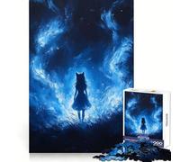 Ragazza gatto blu in un paesaggio da sogno Puzzle per adulti da 1000 pezzi Esercizio mentale, divertimento senza stress, bordi nitidi, regalo premuroso (38x52cm)