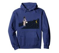 Ragazza Giapponese con Lanterna Luna Stelle Fantasy Felpa con Cappuccio