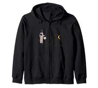 Ragazza Giapponese con Lanterna Luna Stelle Fantasy Felpa con Cappuccio