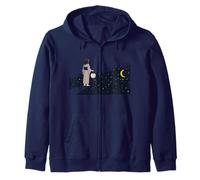 Ragazza Giapponese con Lanterna Luna Stelle Fantasy Felpa con Cappuccio