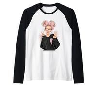 Ragazza giocosa con Ali d'Angelo Segno della Pace Espressione Divertente Maglia con Maniche Raglan