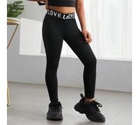 Ragazza giovane, alla moda, stile di strada, legging a vita alta con stampa Lettera in maglia per la primavera e l'estate 6Y,7Y,4Y,5Y