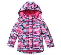 Ragazza Impermeabile Giacca da Sci Invernale Giacca da Neve Cappotto Esterno in Pile con Cappuccio a Prova di Neve Caldo Striscia Riflettente Capispalla 7-8 Anni