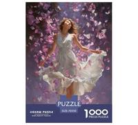 Ragazza in Vestito Bianco Jigsaw 1000Pcs Pioggia di Petali Puzzle Classic Adulti Ragazzi Gioco Familiare Regalo Per Amore Amico 70x50cm/1000pcs