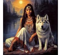 Ragazza indiana Diamond Painting,5D Diamond Painting Kit Completo,DIY animale,Rotondo Diamond Art Kit per Adulti Strass Punto Croce a Ricamo Painting Pittura Diamant per Casa Parete Decor 30x30 cm