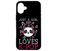Ragazza K-Pop che ama la musica pop coreana Panda Kawaii Custodia per iPhone 16 Plus