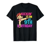 Ragazza Karate Taekwondo Kickin' It 9° Compleanno Arti Marziali Maglietta