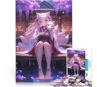 Ragazza Kitsune sullo stagno puzzle 1000 pezzi per adulti Giocattoli che creano dipendenza e sfidano l'intelligenza del cervello Migliorare l'amore tra le coppie 38x26cm
