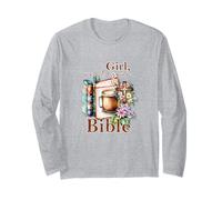 Ragazza Leggi la Tua Bibbia Christian Faith Gesù Libro Maglia a Manica