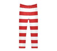 Ragazza Leggings Bianco Rosso Orizzontale Linee Pieno Pantaloni Lunghi Elastici Casual Pantaloni Ragazza Leggings Strisce Per Bambini 4-10T, multicolore, 6 anni
