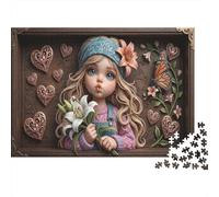 ragazza LilyPuzzle Premium 1000 Pezzi Qualità Premium Fiore di cuore vintage Intrattenimento Familiare, Antistress Adulti, 38x26cm/1000pcs
