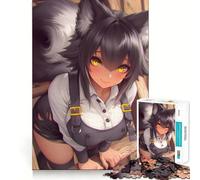 Ragazza lupo sulla scala,puzzle anime per adolescenti,1000 pezzi,gioco di abilità mentale,taglio laser per un incastro perfetto,momento di tranquillità,esercizio mentale a casa (38x26cm)