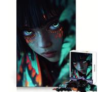 Ragazza misteriosa con occhi luminosi Puzzle per adolescenti da 1000 pezzi Gioco per allenare la mente Divertimento rilassante Arte da assemblare Oggetto da collezione (38x26cm)