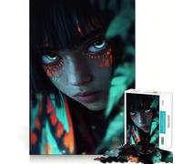 Ragazza misteriosa con occhi luminosi Puzzle per adolescenti da 1000 pezzi Gioco per allenare la mente Divertimento rilassante Arte da assemblare Oggetto da collezione (38x26cm)