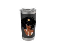 Ragazza nera Afro Corona Afro Donne Americane Melanina Regina Bicchiere termico in acciaio inox doppia parete