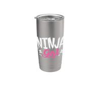 Ragazza Ninja con stelle lancianti Bicchiere termico in acciaio inox doppia parete