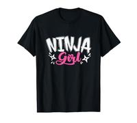 Ragazza Ninja con Stelle lancianti Maglietta con Stampa Grafica Economica