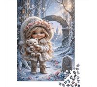Ragazza & Orso di peluchePuzzle 1000 Pezzi Cartone Spesso Fortezza della neve invernale Allenamento Cognitivo Anziani, Tempo Libero, Relax Mentale 38x26cm/1000pcs