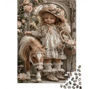 Ragazza & PonyPuzzle Classico 1000 Pezzi Cartone Riciclato Rosa Rose Porta Attività Indoor Per Coppie Famiglia, Divertimento Giorni Pioggia, 38x26cm/1000pcs