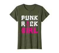 Ragazza Punk Rock | Mohawk Punk Rocker | Punker Maglietta, Donna, Oliva, L