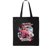 Ragazza rilassata che si gode di un tranquillo giro in aereo in cotone naturale Tote Bag Nero