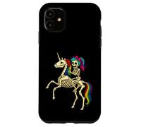 Ragazza scheletro che cavalca uno scheletro unicorno Custodia per iPhone 11