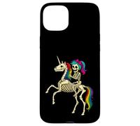 Ragazza scheletro che cavalca uno scheletro unicorno Custodia per iPhone 15 Plus