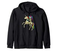 Ragazza Scheletro Che cavalca Uno Scheletro Unicorno Felpa con Cappuccio