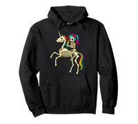 Ragazza Scheletro Che cavalca Uno Scheletro Unicorno Felpa con Cappuccio