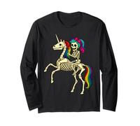 Ragazza Scheletro Che cavalca Uno Scheletro Unicorno Maglia a Manica