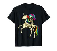 Ragazza Scheletro Che cavalca Uno Scheletro Unicorno Maglietta
