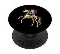 Ragazza scheletro che cavalca uno scheletro unicorno PopSockets PopGrip Adesivo