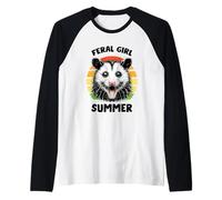 Ragazza Selvaggia Estate urlando Opossum Animale Selvatico Maglia con Maniche Raglan