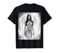 Ragazza Sexy sulla Maglietta per Gli Uomini - Angelo Sexy in Armatura in Bianco e Nero Maglietta