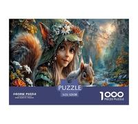 Ragazza& Squirrel Puzzle Impossibili 1000Pcs Forestaa autunnale Stream Decorazione Per La Casa. Rilassamento E Intelligence Per Adulti E Bambini Da 12 Anni 52x38cm/1000pcs