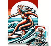 Ragazza surfista Wpap Pop Art Puzzle da 1000 pezzi per adulti Puzzle Intellettuale Giocattolo Rilassante Divertimento Qualità Taglio Fine Art 38x26cm