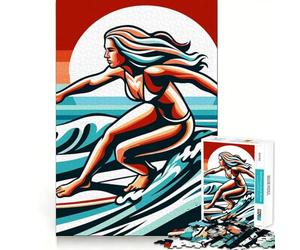 Ragazza surfista Wpap Pop Art Puzzle da 1000 pezzi per adulti Puzzle Intellettuale Giocattolo Rilassante Divertimento Qualità Taglio Fine Art 38x26cm