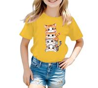 Ragazza T-Shirts Estate, Tops Manica Corta Stampa Grafica Carina Stampa Scuola Bambini Manica Corta Moda Primavera ed Estate Maglietta per Ragazze 4-13 Anni