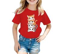 Ragazza T-Shirts Estate, Tops Manica Corta Stampa Grafica Carina Stampa Scuola Bambini Manica Corta Moda Primavera ed Estate Maglietta per Ragazze 4-13 Anni