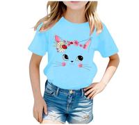 Ragazza T-Shirts Maniche in Chiffon Casual Top Unisex Cotone Unicolore Manica Corta Maglie Vestiti Estate Bambini Tempo Libero Elegante Estivo Comodo 2-12 Anni