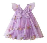 Ragazza verde Abiti Ragazza Vestiti Bambino Vestiti Farfalla Ala Abito Pizzo Casual Manica Corta Abito A Quad, Lilla, 4-5 Jahre