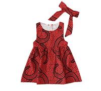 Ragazza verde Africana Senza Maniche Dashiki Abiti Da Bambino Vestito Bambino Ankara Ragazza 6M-3Y Stile Principessa Abiti Fascia Tradizionali Ragazze Ragazze Con Camicetta, Colore: rosso, 3-6 Monate