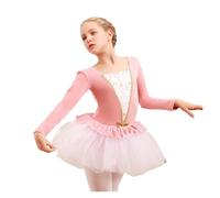 Ragazza Vestito Da Balletto Body Body da balletto for ragazze, abito da ballo in peluria spessa, gonna in tulle for ballerina, abiti for esercizi di danza, abiti da spettacolo Danza Tutu Body(Pink,140