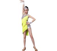 Ragazza Vestito da Ballo Latino con Paillettes Nappa Samba Concorso Sala da Ballo Tango Salsa Dancewear Concorso di Pratica Indossare Costumi di Pratica di Ballo (Color : Green, Size : 160)