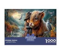 Ragazza& Vitello delle Highlands Jigsaw Puzzle Impossibili 1000 Pezzi Valle di montagna autunnale Decorazione Per La Casa. Rilassamento E Intelligence Per Adulti E Ragazzi Da 14 Anni 38x26cm/1000pcs