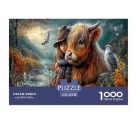 Ragazza& Vitello delle Highlands Jigsaw Puzzle Impossible 1000 Pezzi Valle di montagna autunnale Decorazione Per La Casa. Rilassamento E Intelligence Per Adulti E Ragazzi Da 14 Anni 52x38cm/1000pcs